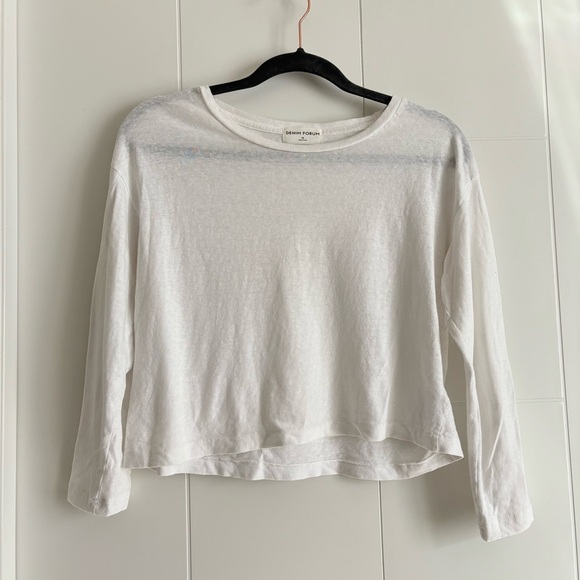Aritzia Denim Forum Kate Cotton Boxy Cropped Longsleeve - Picture 2 of 6